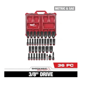 36PC SHOCKWAVE™ Impact Duty Socket 3/8” Drive Set with PACKOUT™